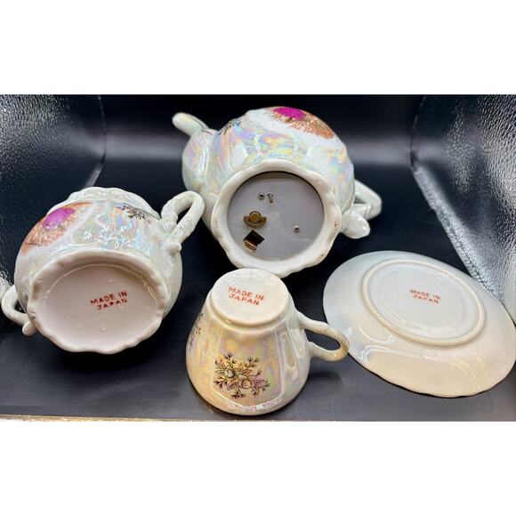 Vintage Pearlesent Musical Tea Set Elegant 15 Piece Set Occupied Japan - Picture 4 of 9